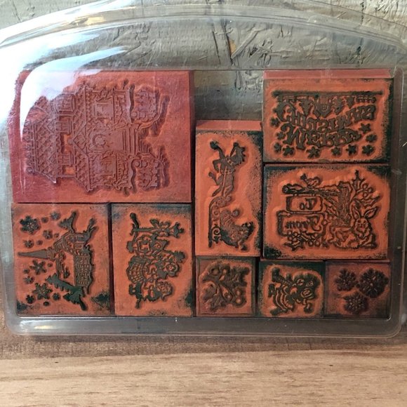 Victorian Christmas Foam Stamps, Sled, Carolers, Church, Snowflakes for Cards - Picture 2 of 3